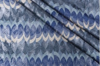 Kaufmann Calais Printed Chenille Upholstery Fabric in Sapphire 