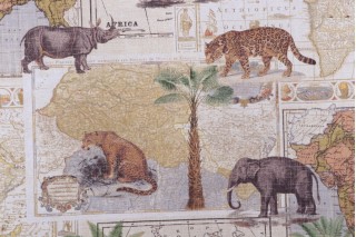 Kaufmann Safari Trail Printed Cotton Drapery Fabric in Rawhide 
