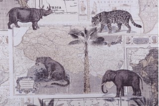 Kaufmann Safari Trail Printed Cotton Drapery Fabric in Smoke 