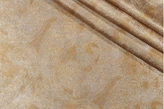 Kaufmann Patrina Printed Chenille Upholstery Fabric in Custard 