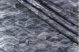 Kaufmann Tadio Printed Chenille Upholstery Fabric in Gunmetal 