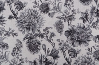 Mill Creek Laurel Oak-Hathor Printed Drapery Fabric in Noir 