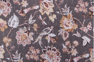 Mill Creek Indienne-Sumptuous Printed Cotton Drapery Fabric in Cinder 