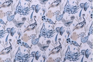 Mill Creek Chick-A-Boom Printed Cotton Drapery Fabric in Skylark 