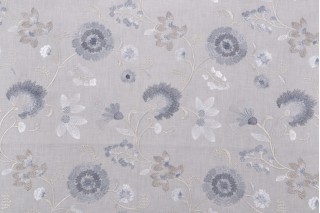 Mill Creek Passionflower Embroidered Drapery Fabric in Iceberg 