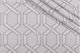 Mill Creek Espalier Embroidered Drapery Fabric in Platinum 