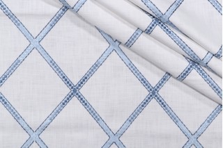 Mill Creek Pathfinder Embroidered Drapery Fabric in Sky 