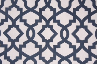 Premier Prints Sheffield Printed Cotton Drapery Fabric in Premier Navy