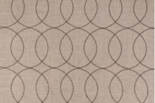 Robert Allen Gate Stitch Embroidered Linen Blend Drapery Fabric in Espresso