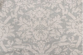 Thibaut Residence Damask F91349 Printed Linen Blend Drapery Fabric in Slate Blue