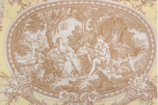Thibaut Biltmore F97314 Printed Cotton Drapery Fabric in Brown on Yellow