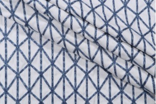 PK Lifestyles Matrix Embroidered Drapery Fabric in Indigo