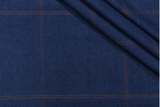 PK Lifestyles Pioneer Embroidered Denim Decorator Fabric in Indigo