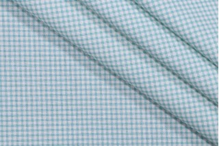 Magnolia Home Madrid Check Printed Cotton Drapery Fabric in Aqua 