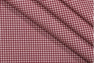 Magnolia Home Madrid Check Printed Cotton Drapery Fabric in Red 