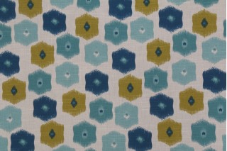 Vilber 33605 Polka Dot Spanish Printed Cotton Drapery Fabric in Blue/Green