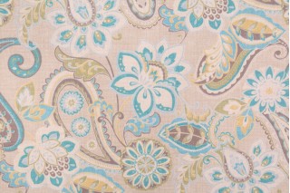 Waverly Wild Card Printed Cotton Drapery Fabric in Mist