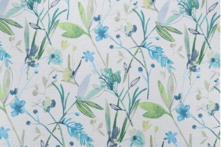 Mill Creek Bower Hill-Superial Printed Cotton Drapery Fabric in Seawind