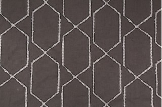 Onyx Age Structure Embroidered Cotton/Linen Decorator Fabric in Smoke