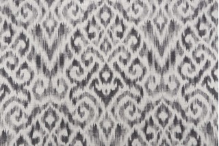 Williamsburg Thompson Ikat Printed Drapery Fabric in Pewter 