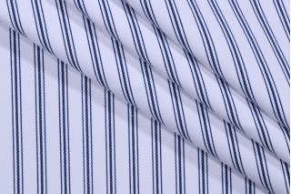 Sample of Terrasol - Folly Ticking Woven Solution Dyed Acrylic Outdoor Fabric in Marine 