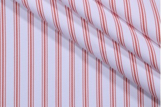 Sample of Terrasol - Folly Ticking Woven Solution Dyed Acrylic Outdoor Fabric in Melon 