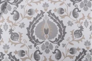 Jaclyn Smith Home JSP4 Suzani Printed Drapery Fabric in Platinum for Trend 