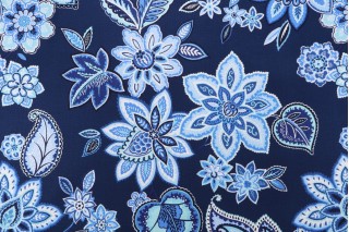 Waverly Charismatic Printed Cotton Drapery Fabric in Delft