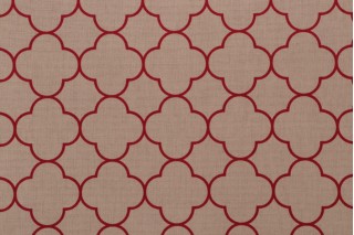 Vern Yip Clover Grid Printed Cotton Drapery Fabric in Brick for Trend
