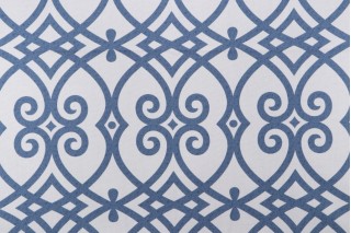 Jaclyn Smith Gatework Rot Printed Cotton Drapery Fabric in Indigo for Trend