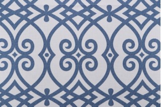 Jaclyn Smith Gatework Rot Printed Cotton Drapery Fabric in Indigo for Trend