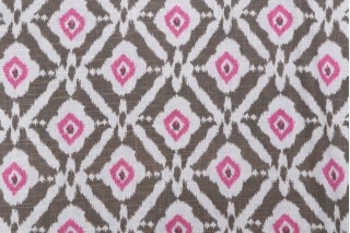 Tobi Fairley Printed Linen Blend Drapery Fabric in Pink