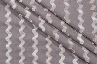 Gertrude Embroidered Drapery Fabric in Smoke