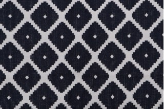Diamond Medallion Upholstery Fabric in Dark Navy