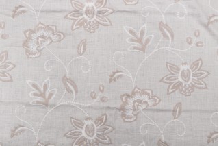 3/4 Yard Embroidered Drapery Fabric in Natural