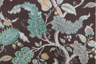 Kaufmann Ravello Printed Linen Blend Drapery Fabric in Chestnut