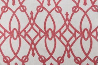 Braemore Fioretto Printed Linen Drapery Fabric in Scarlet