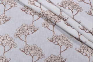 Valiant Addison Embroidered Polyester Cotton Drapery Fabric in Cream 