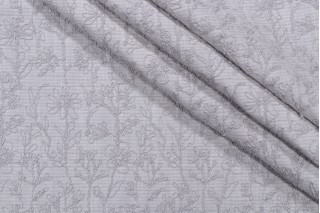 Valian Millie Embroidered Polyester Cotton Drapery Fabric in Mineral 