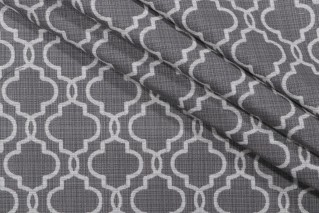 Fretwork Woven Polyester Outdoor Fabric in Slate