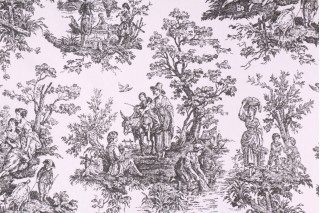 Premier Prints Colonial Toile Printed Cotton Drapery Fabric in Black