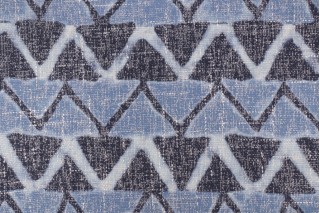 PK Lifestyles Farahan Geo Printed Chenille Upholstery Fabric in Indigo