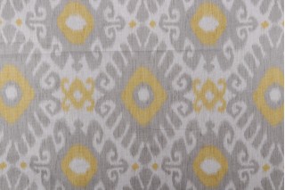 Jaclyn Smith Home Ikat Printed Cotton Drapery Fabric in Dove Gray for Trend