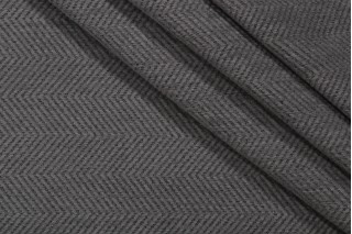 Highland House Herringbone Woven Chenille Upholstery Fabric in Grey