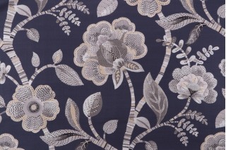 Mill Creek Lucena-Madden Printed Cotton Drapery Fabric in Slate Blue