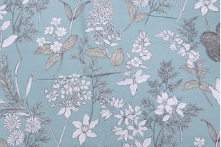 Belle Maison Printed Cotton Drapery Fabric in Mist