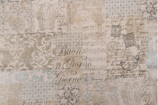 7/8 Yard Printed Linen Blend Drapery Fabric in Mist
