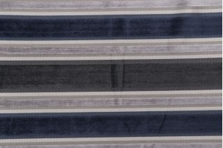 Chenille Stripe Upholstery Fabric in Navy/Gray
