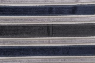 Chenille Stripe Upholstery Fabric in Navy/Gray