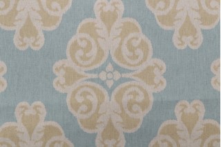 1 Yard Thibaut Montgomery F96014 Printed Drapery Fabric in Aqua